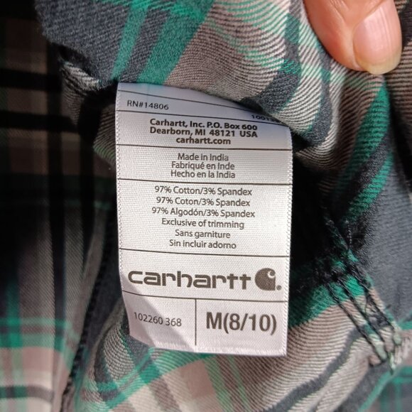 Carhartt Womens Med Hamilton Flannel Plaid Button Up Long Sleeve Shirt Cabincore - Picture 3 of 5
